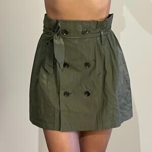 Green Buttoned Mini Skirt